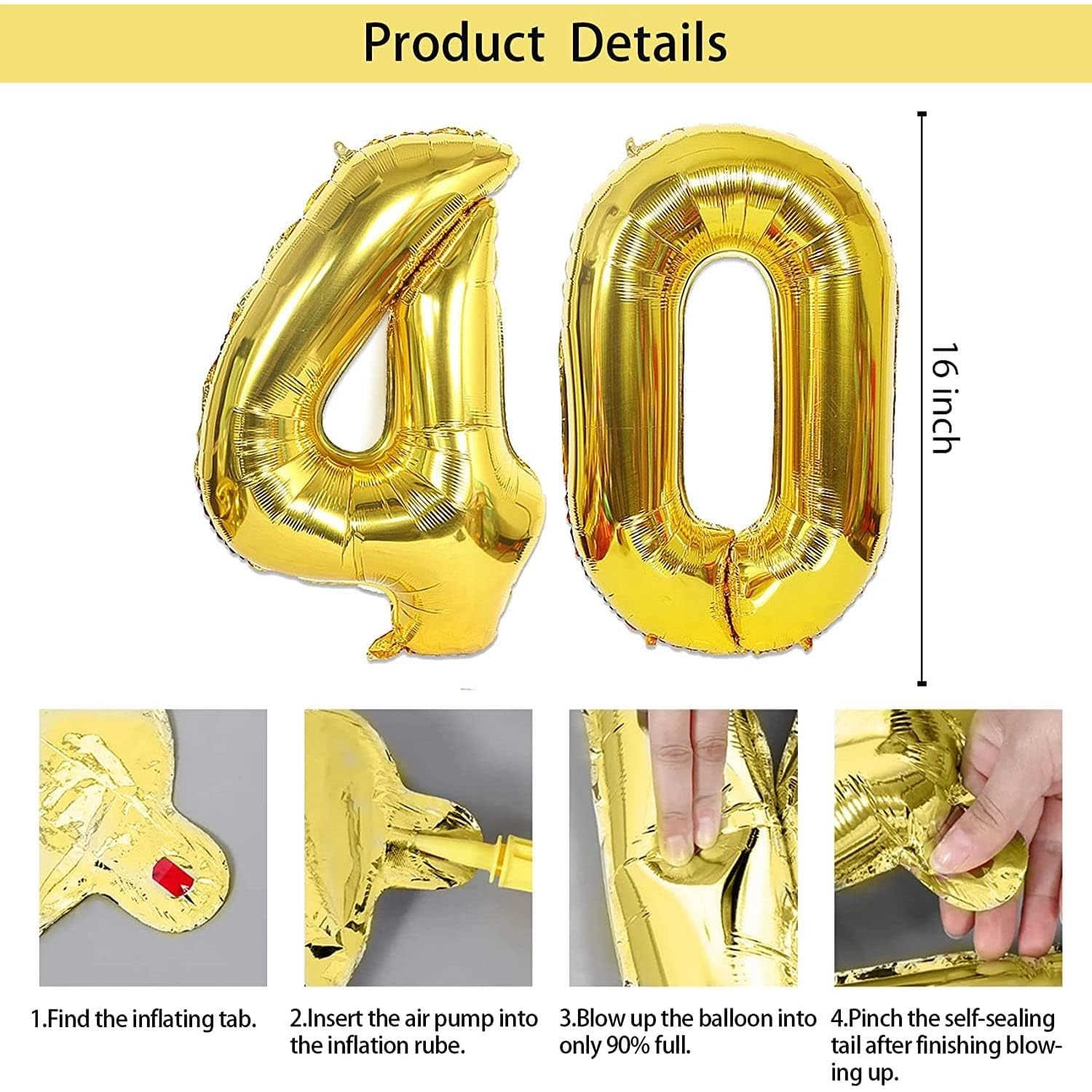 Number 40 Birthday Balloons Set - 6 Count Birthday