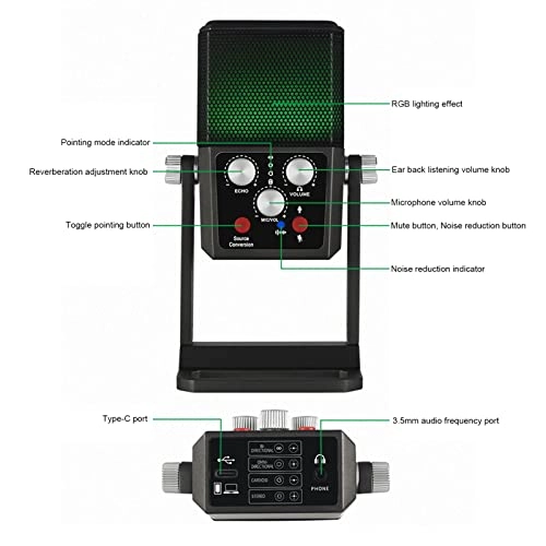 Condenser Microphone USB Microphone - Free Angle Control RGB Lighting Effects
