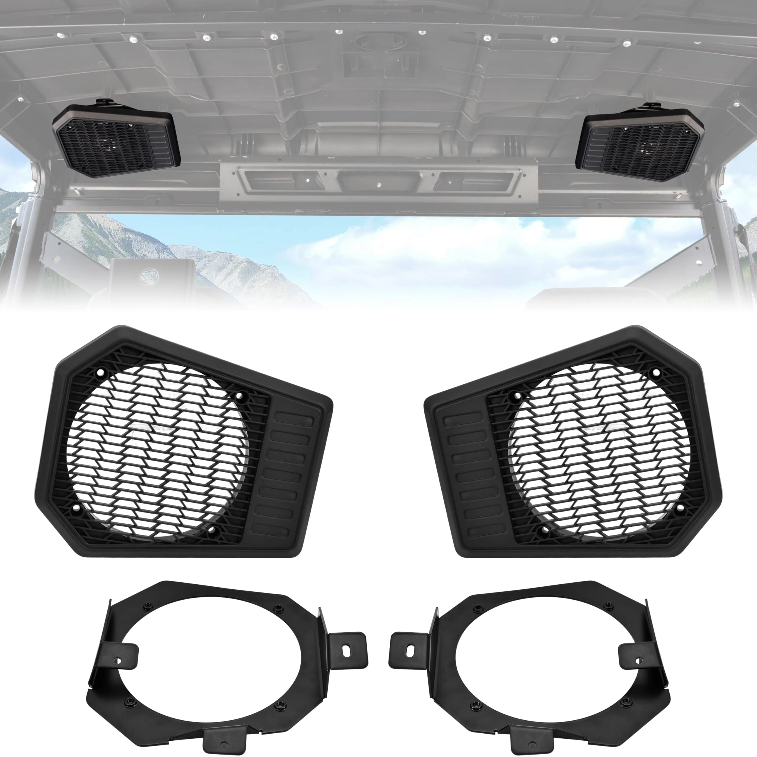 YJLAMP Rear Roof Speakers Pods - Polaris Ranger XP 1000/ Ranger Crew XP 1000 2019-2020