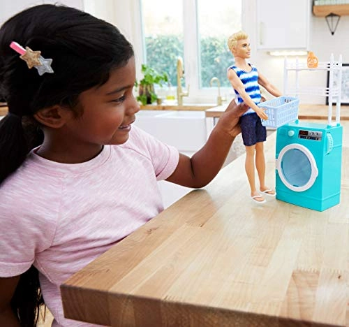 Ken Laundry-Themed Playset - Spinning Washer/Dryer Ages 3+