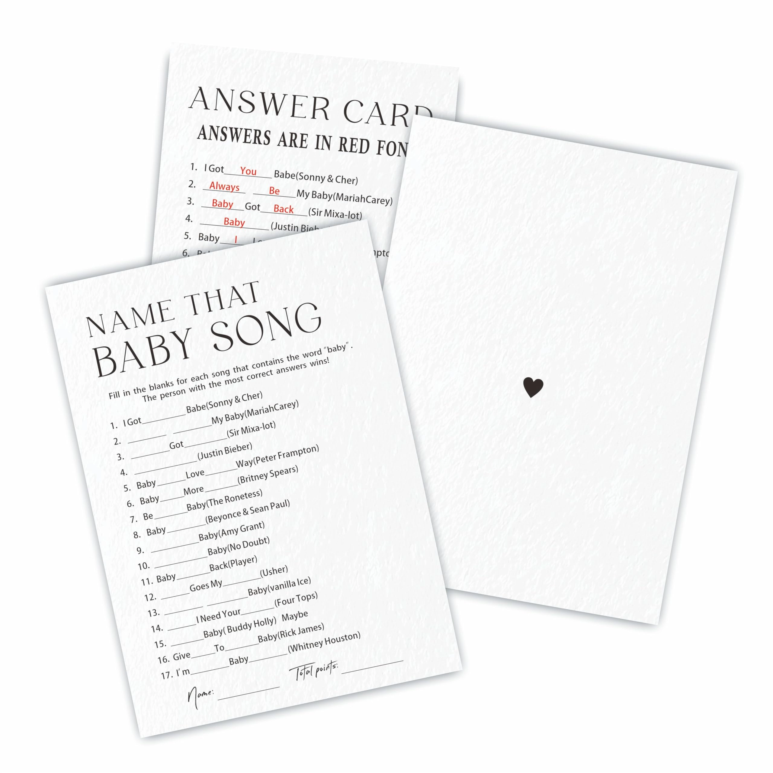 luixd Name That Baby Song Game Cards - 30