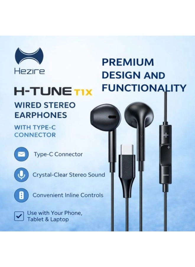 HEZ-WSH-TYPC-BK Wired Headset