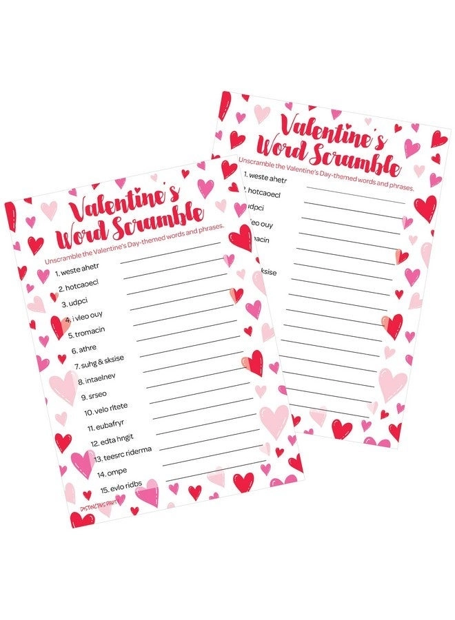 DISTINCTIVS Word Scramble Party Game - Valentine's Day 25 Player Cards