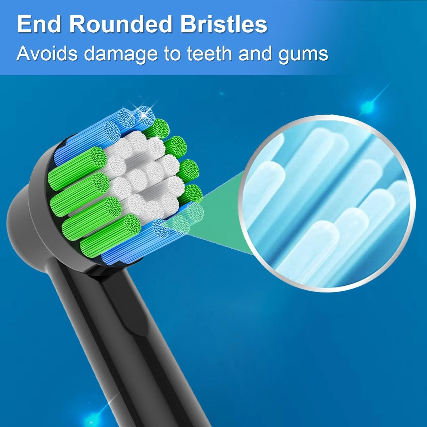 Replacement Heads Compatible with Electric Toothbrush - 8pcs 4 Precision Clean 4 Cross Clean Black