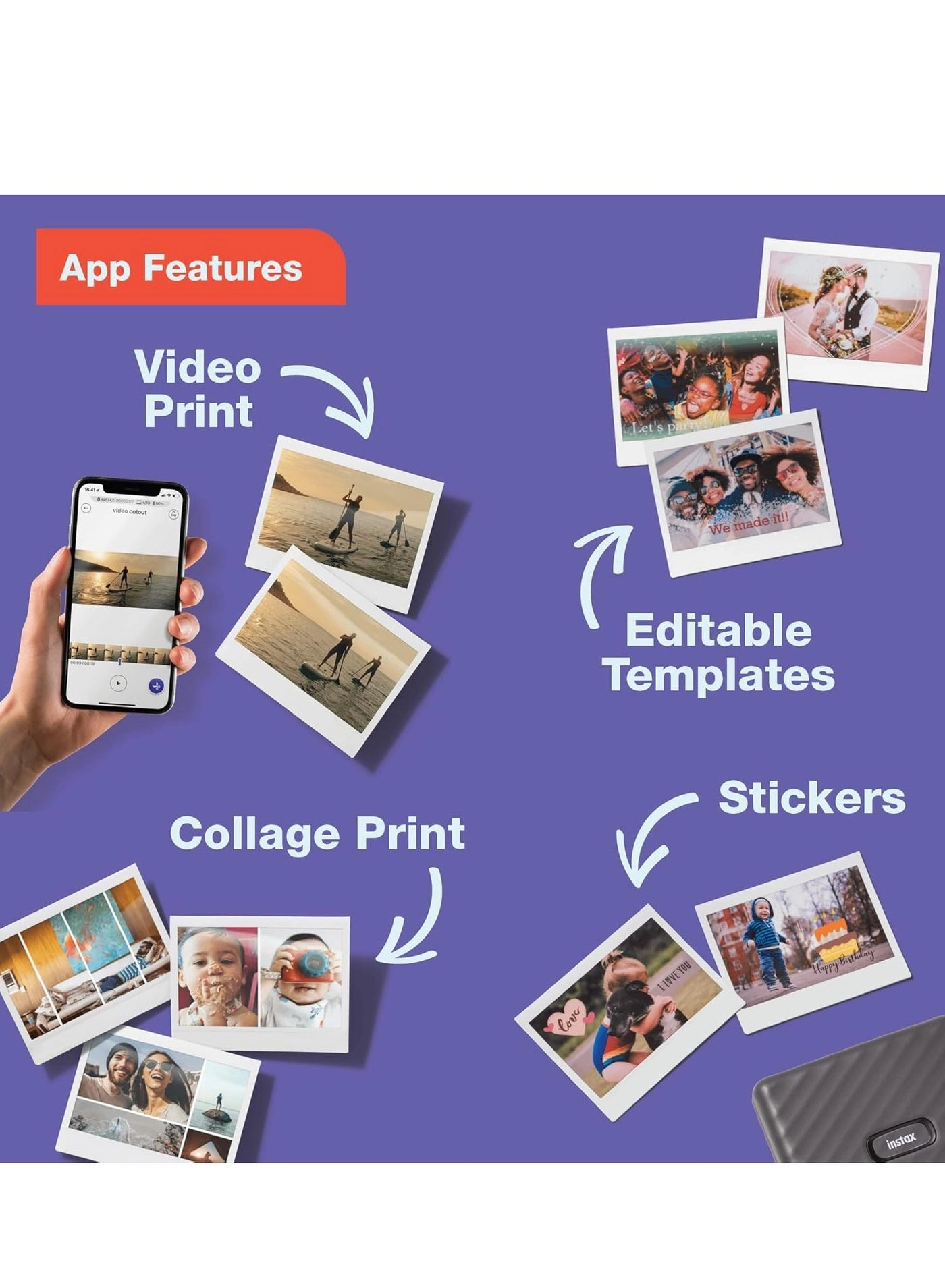 Instax Link Wide + Instax Film - 20 Sheets + Cloth