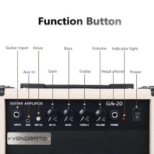 Electric Guitar Amplifier - 20 Watts 6.5 Inches White