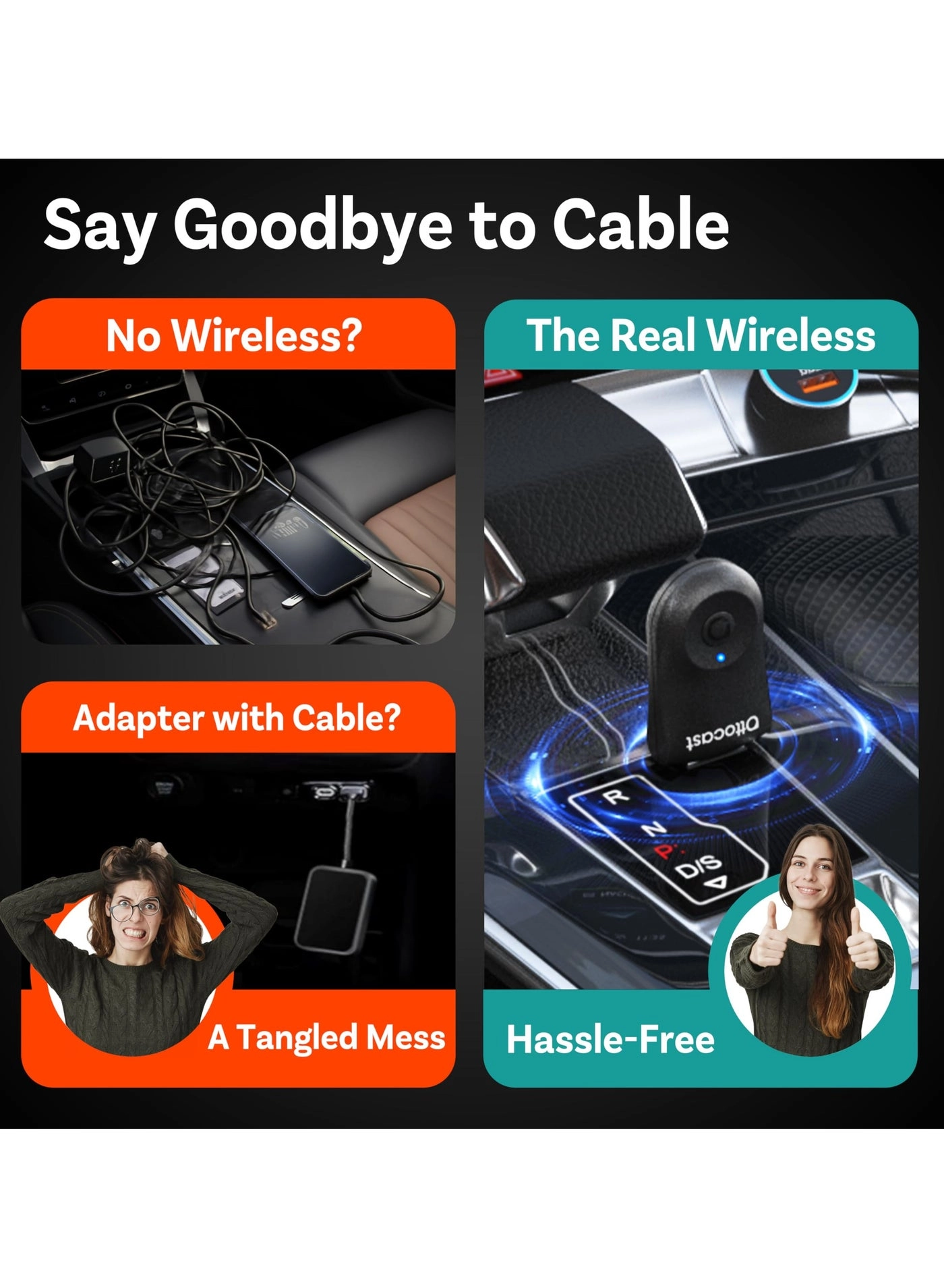 Mini Wireless CarPlay Adapter - Bluetooth 5.0 USB-C USB-A