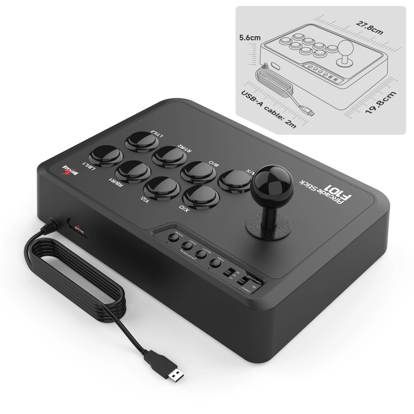 Arcade Fighting Stick F101 - Switch/Switch 2, PC Windows, PS3, Android, NeoGeo mini, SEGA MEGA Drive mini, GENESIS mini