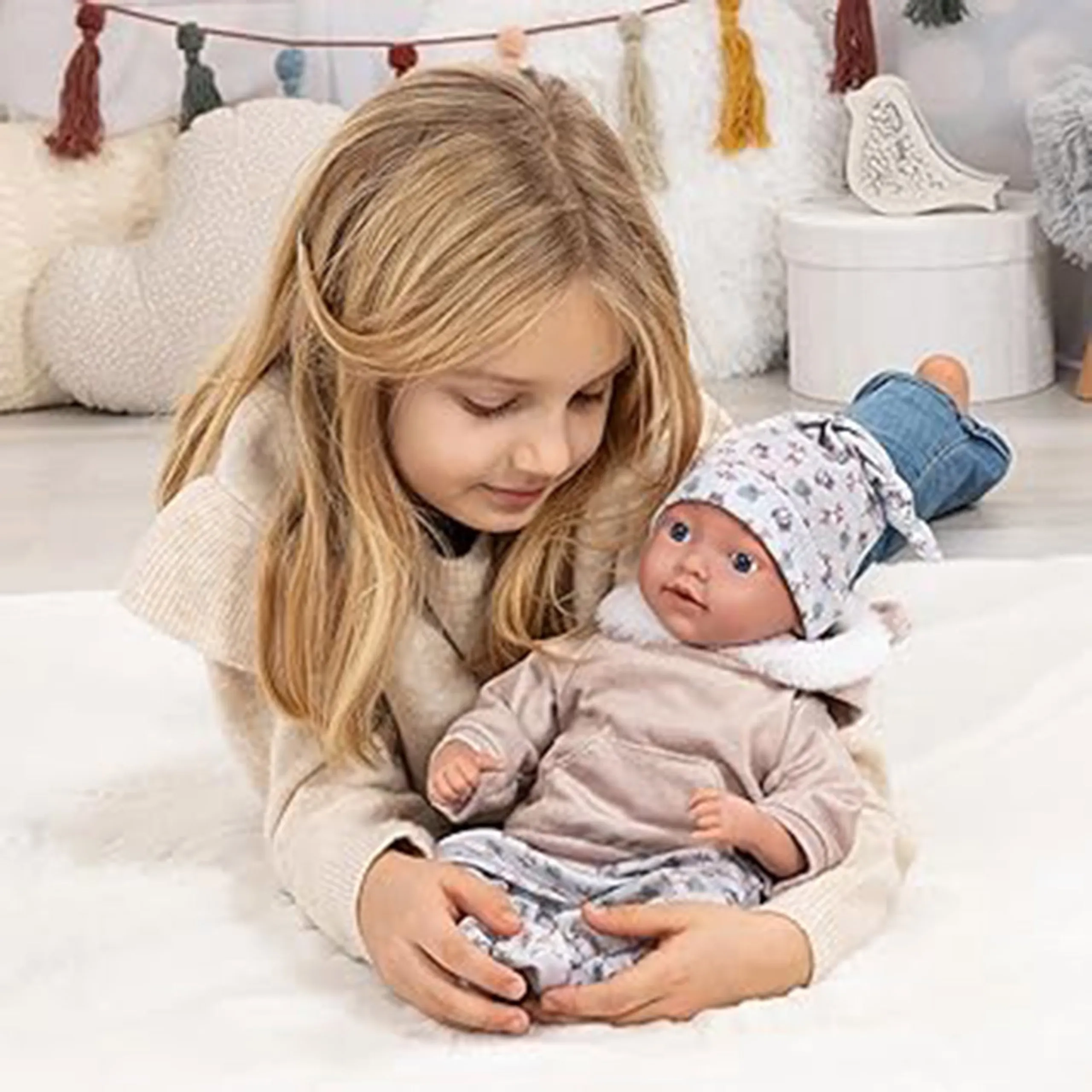 Reborn Baby Doll Playset - 38 cm Pink Ages 18 months+ Set