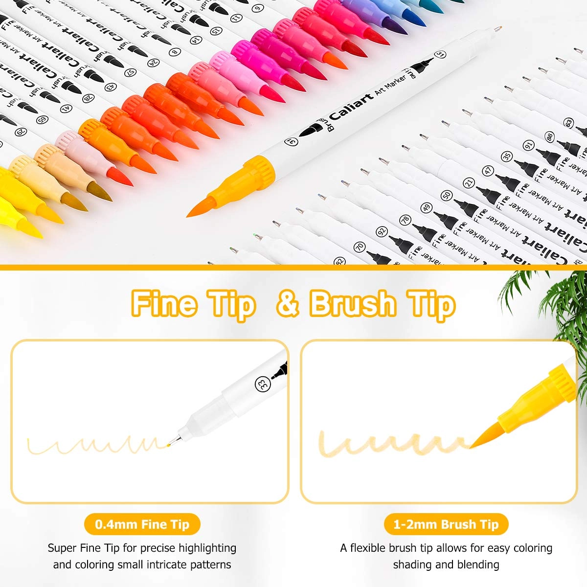 Double Tip Brush Pens - Multicolor Dual Tip