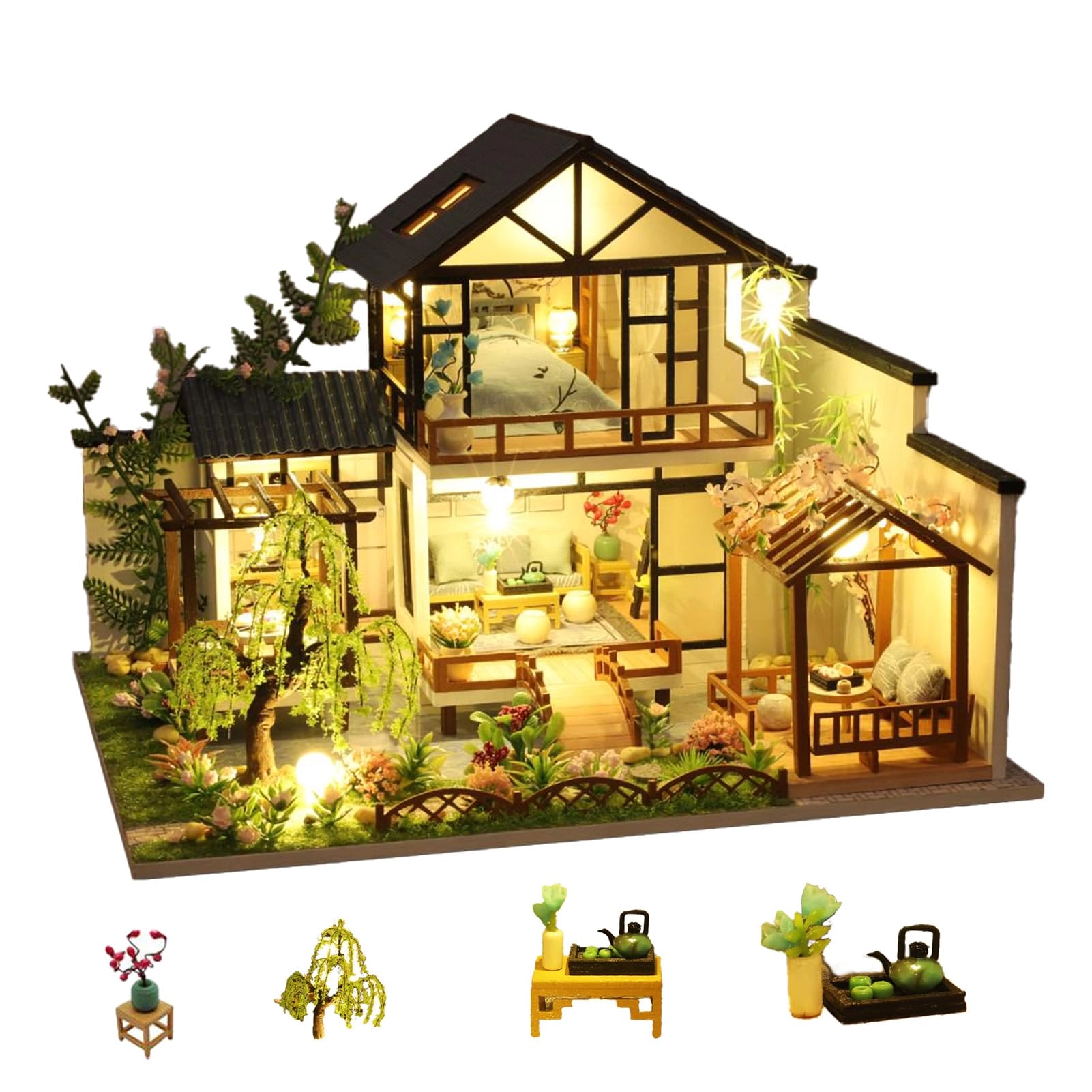 Bzmkpta Miniature House Kit - Bamboo Stream Garden