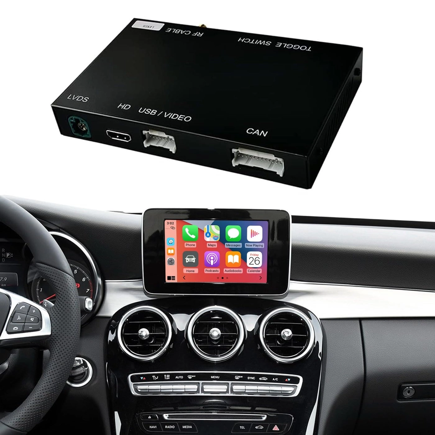 ninetom Wireless Carplay Retrofit Kit Decoder - Wireless Mercedes Benz C Class W205 and GLC Class X253 from 2015 to 2018
