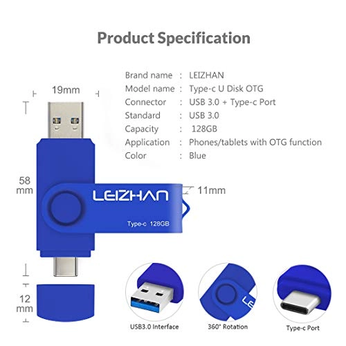 Type-C USB Flash Drive - USB 3.0 USB-C USB-A 128GB