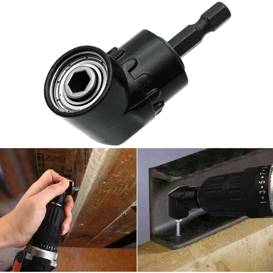 105 Degree Right Angle Drill Adapter - Black 1/4" Hex