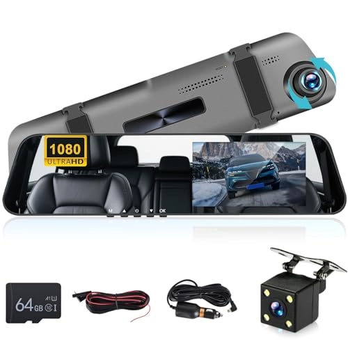 Front and Rear View Mirror with Camera - 1080p