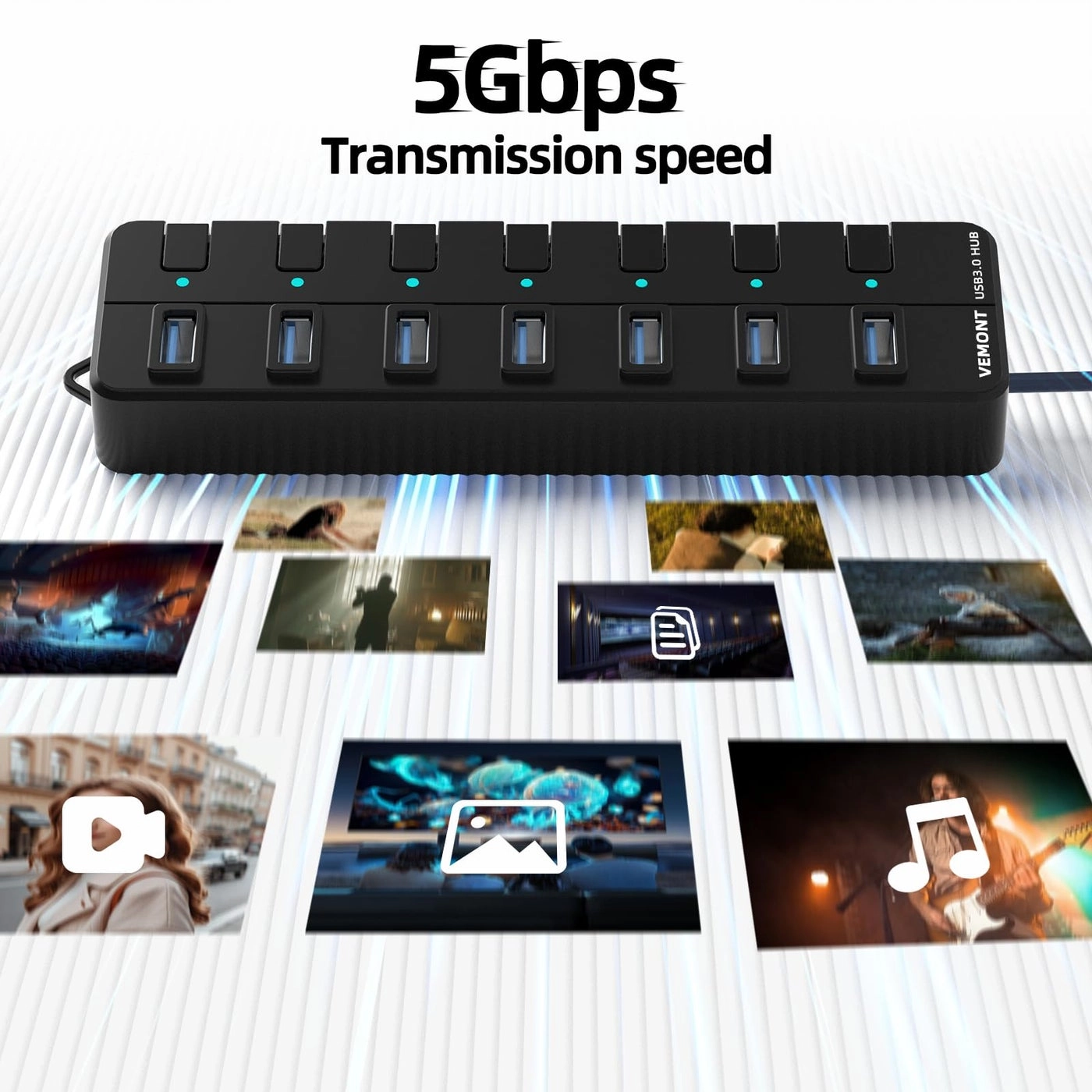 USB hub - 7-Port USB 3.0 5V2A Power Adapter