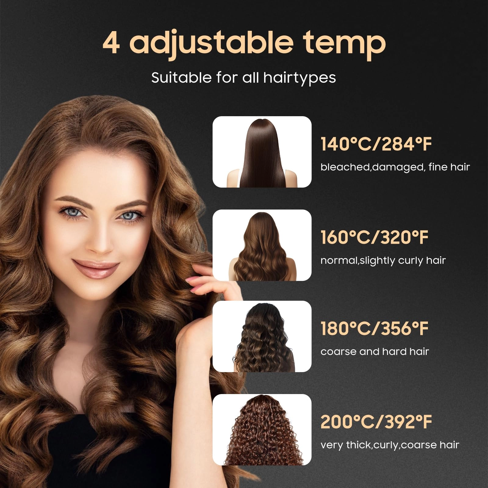 Cordless Hair Straightener - 4 Temperature Options 20S Fast Heating USB Rechargeable