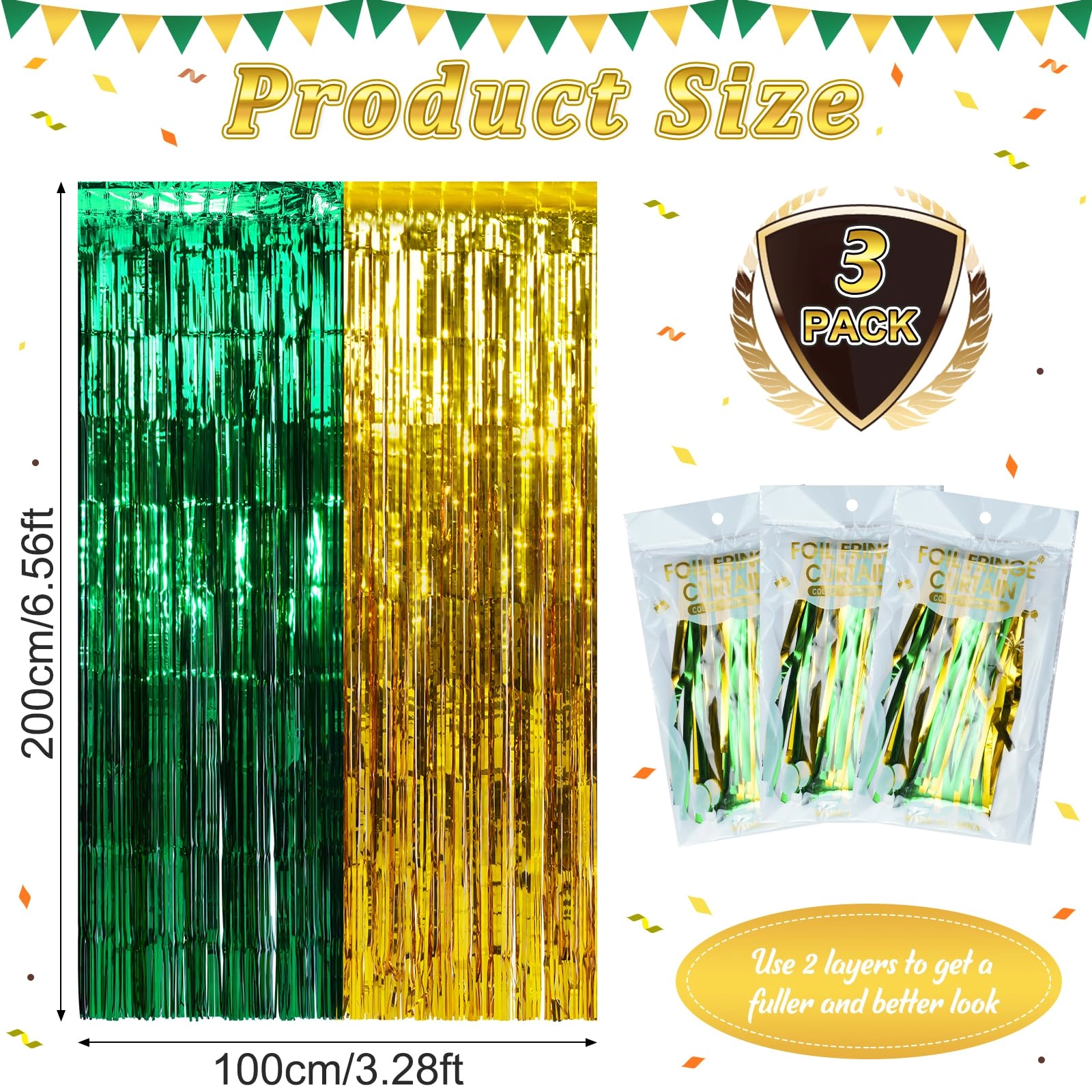Foil Fringe Curtain - 3 Birthday Graduation Prom Wedding Pack
