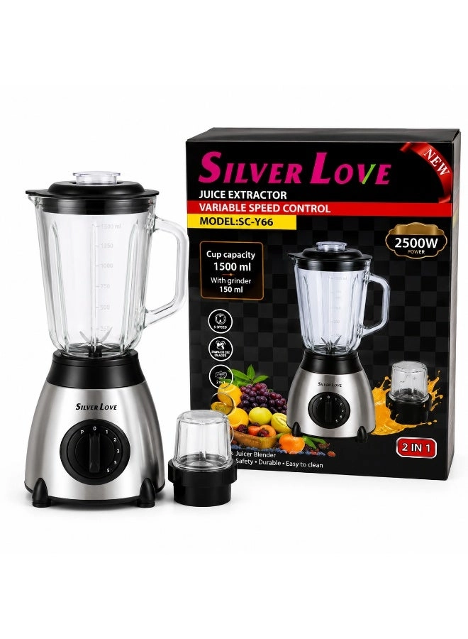 SILVER LOVE 2-in-1 Blender & Grinder - 2500W