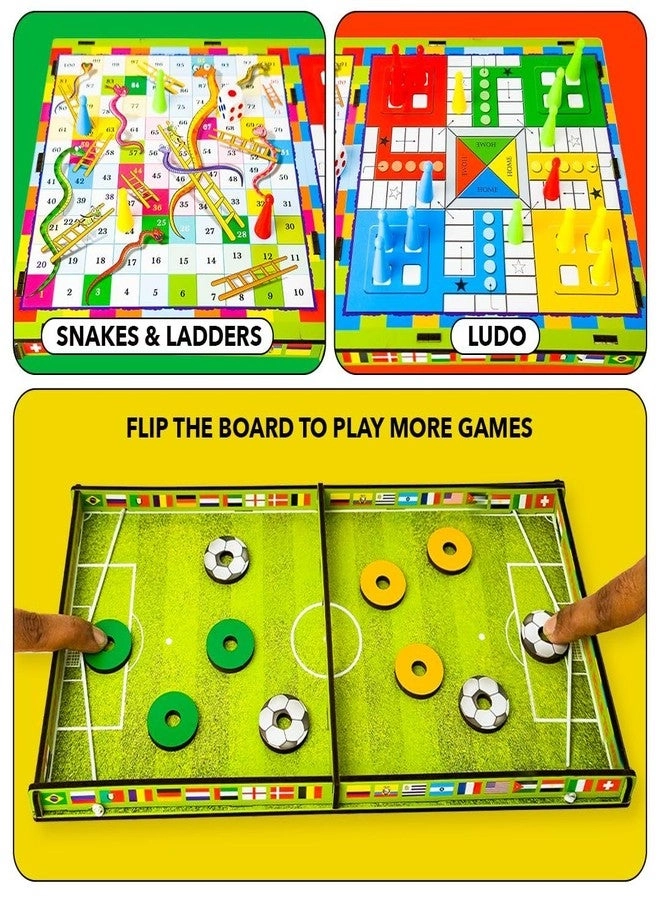 4-in-1 Sling Football - Junior + Colour Strikers + Snakes & Ladders + Ludo 6+ Years