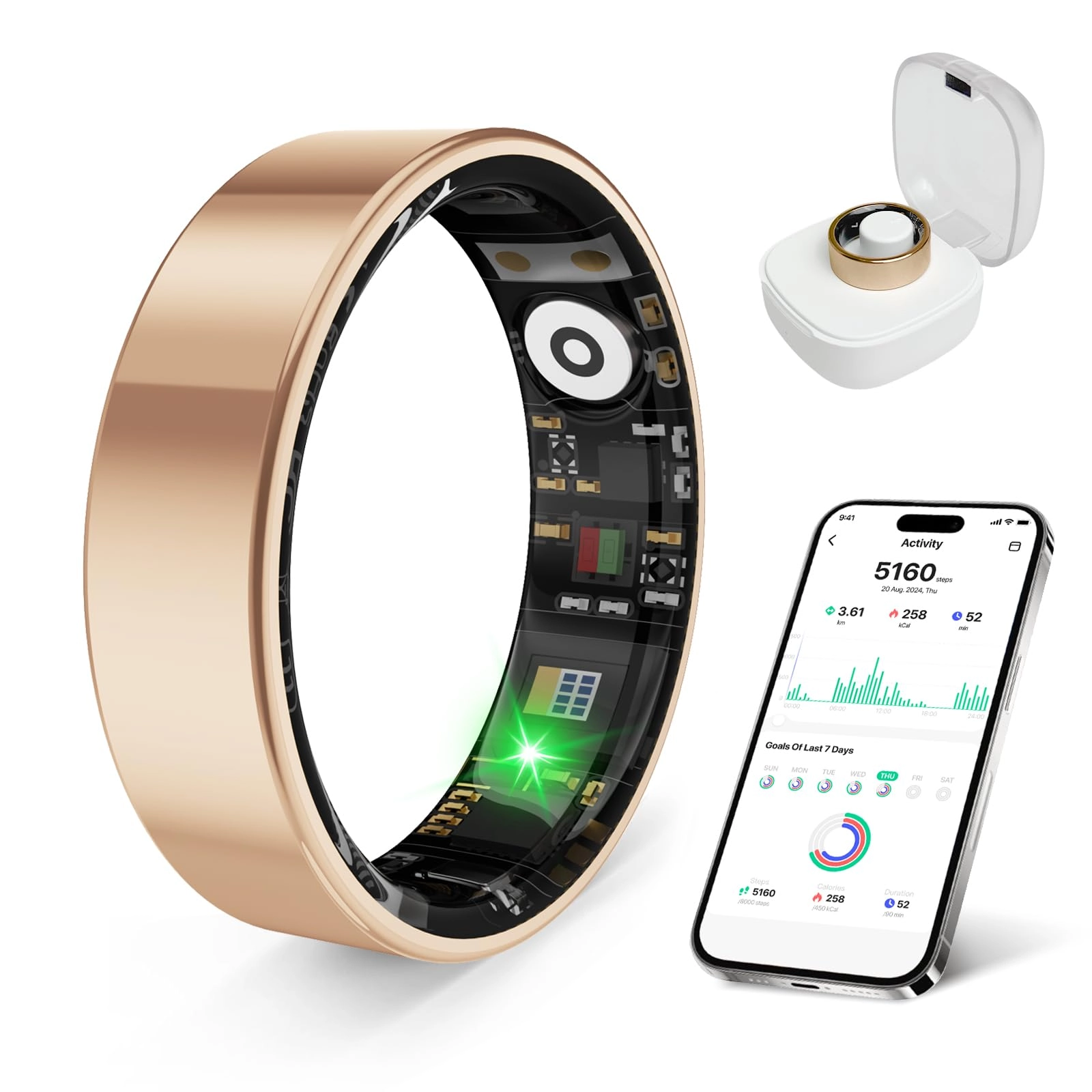 prxxhri Smart Health Ring - Gold Size 9 IP68
