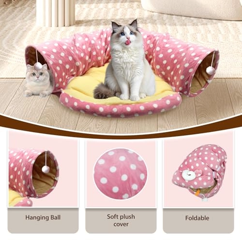 Cat Tunnel Bed - 2-in-1 Collapsible Washable Plush