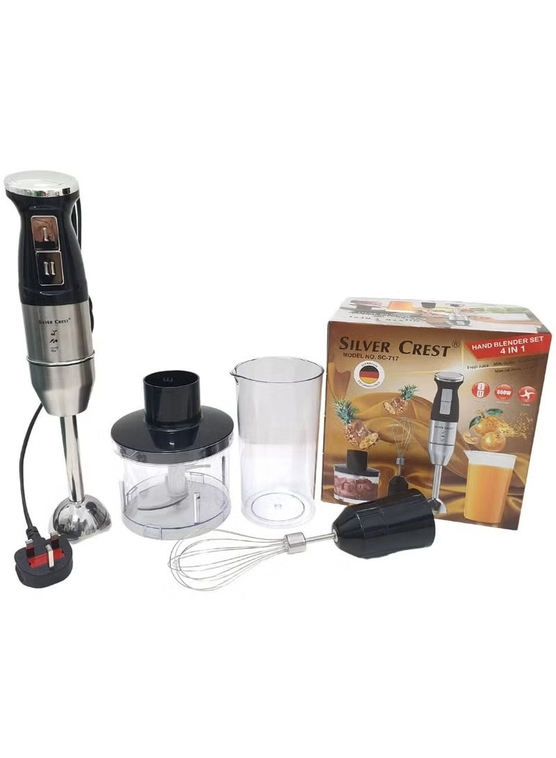 4 IN 1 HAND BLENDER - Two speed settings Pulse function Includes chopper & whisk