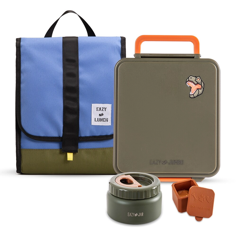 Jumbo Lunch Box - 1600ml + Stainless Steel Food Jar - 290ml + Spoon & Fork