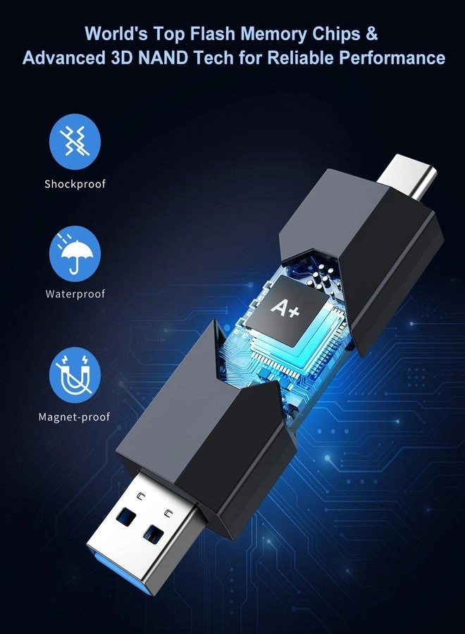 USB C Flash Drive - USB 3.1 Gen 1 (USB 3.0) 256GB Type-C/USB-A