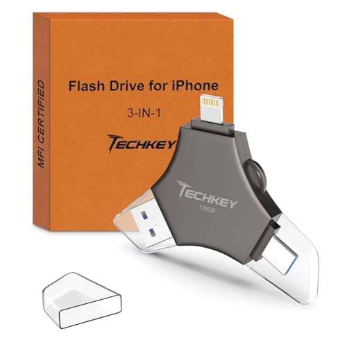 USB 3.0 Flash Drive - Lightning/Type-C/USB for iPhone 128GB