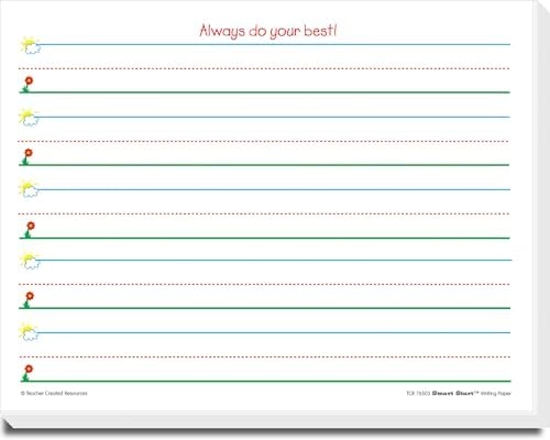 Teacher Created Resources Smart Start K-1 Writing Paper 8 1/2 x 11 - Lined 360 Sheets