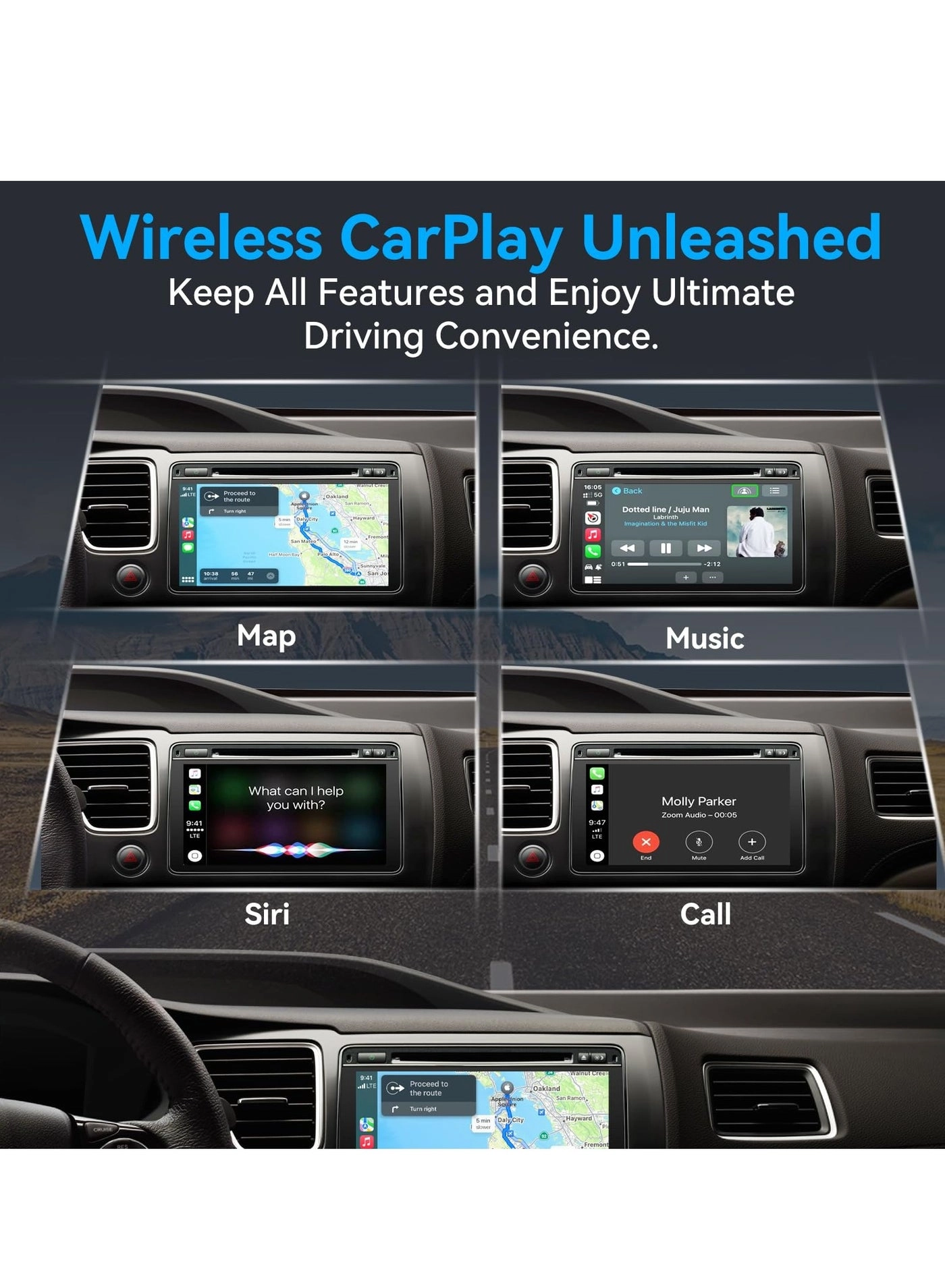 Wireless CarPlay Adapter - Bluetooth WiFi iPhone iOS 10+ 2015+ Cars