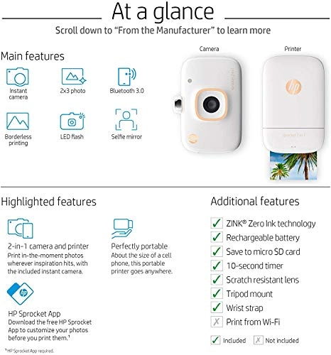 Sprocket 2-in-1 - 2x3" sticky-backed paper Portable