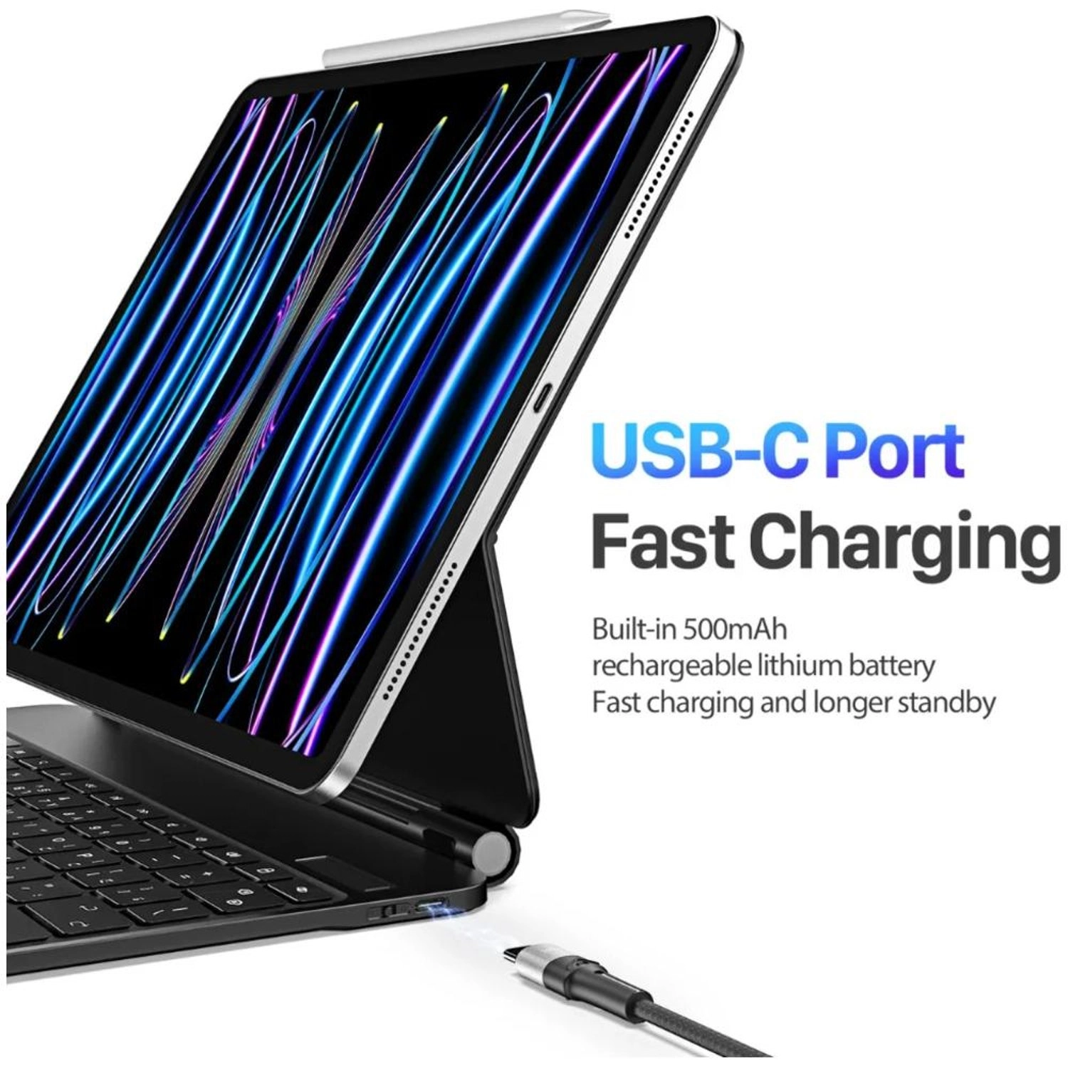 Keyboard Folio Case with Multi-Touch Trackpad and Stylus Slot for iPad Air (6th generation) 11-inch, iPad Pro 11-inch, iPad Air (4th/5th generation) 10.9-inch