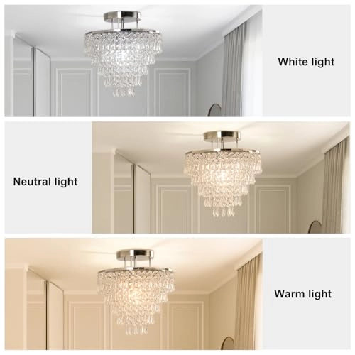 Mini Crystal Ceiling Light - 11.8 Inches 5 Levels Raindrops E26 Base