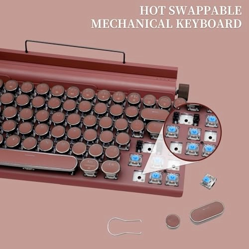 Retro Typewriter-Style Mechanical Keyboard - Wired/Wireless