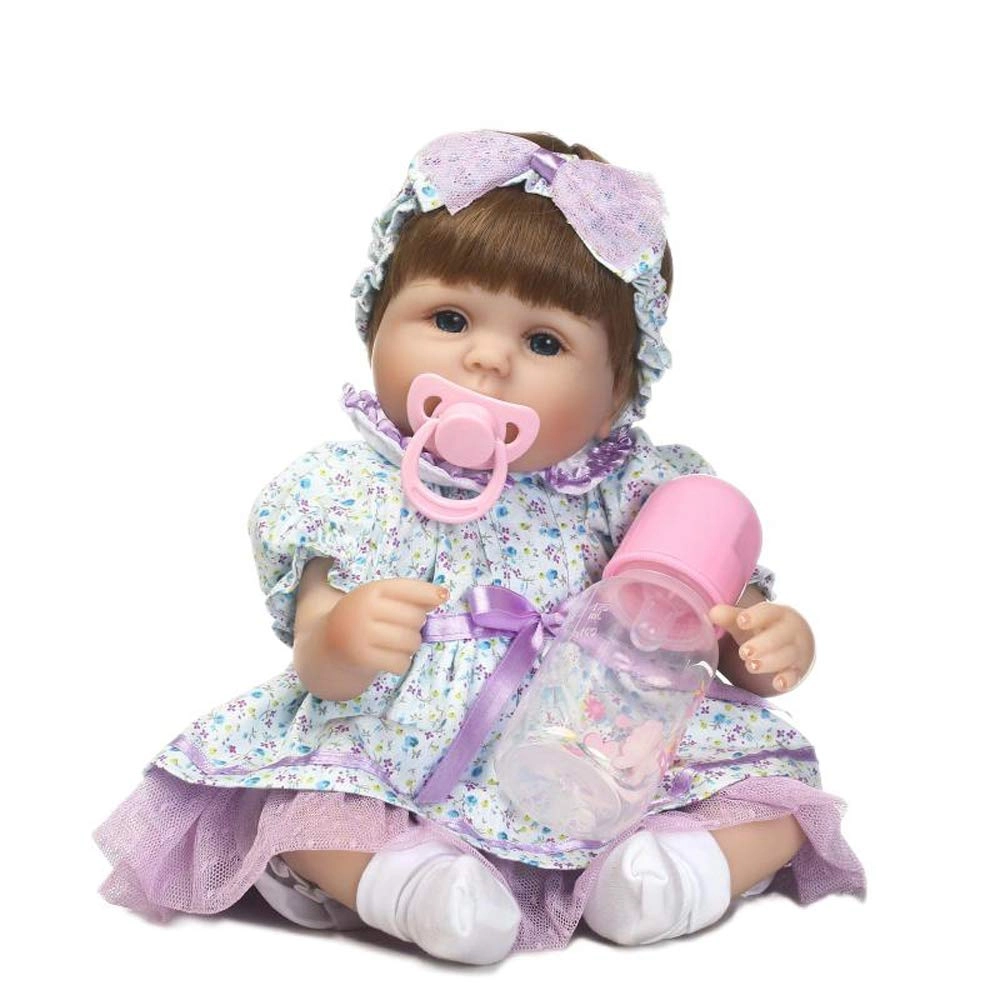 Irovami Reborn Baby Doll - 17" Silicone Vinyl Limbs and Head Girl Purple Dress Ages 3+
