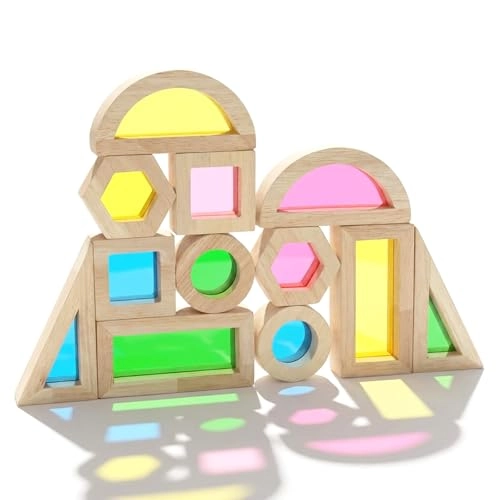 Rainbow Acrylic Building Blocks - 18 months - 8 years 12 pieces