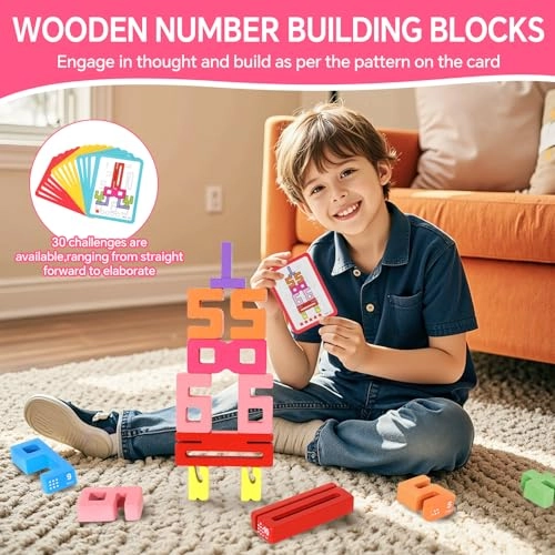 Wooden Number Building Blocks - 18 months and up 18 pieces