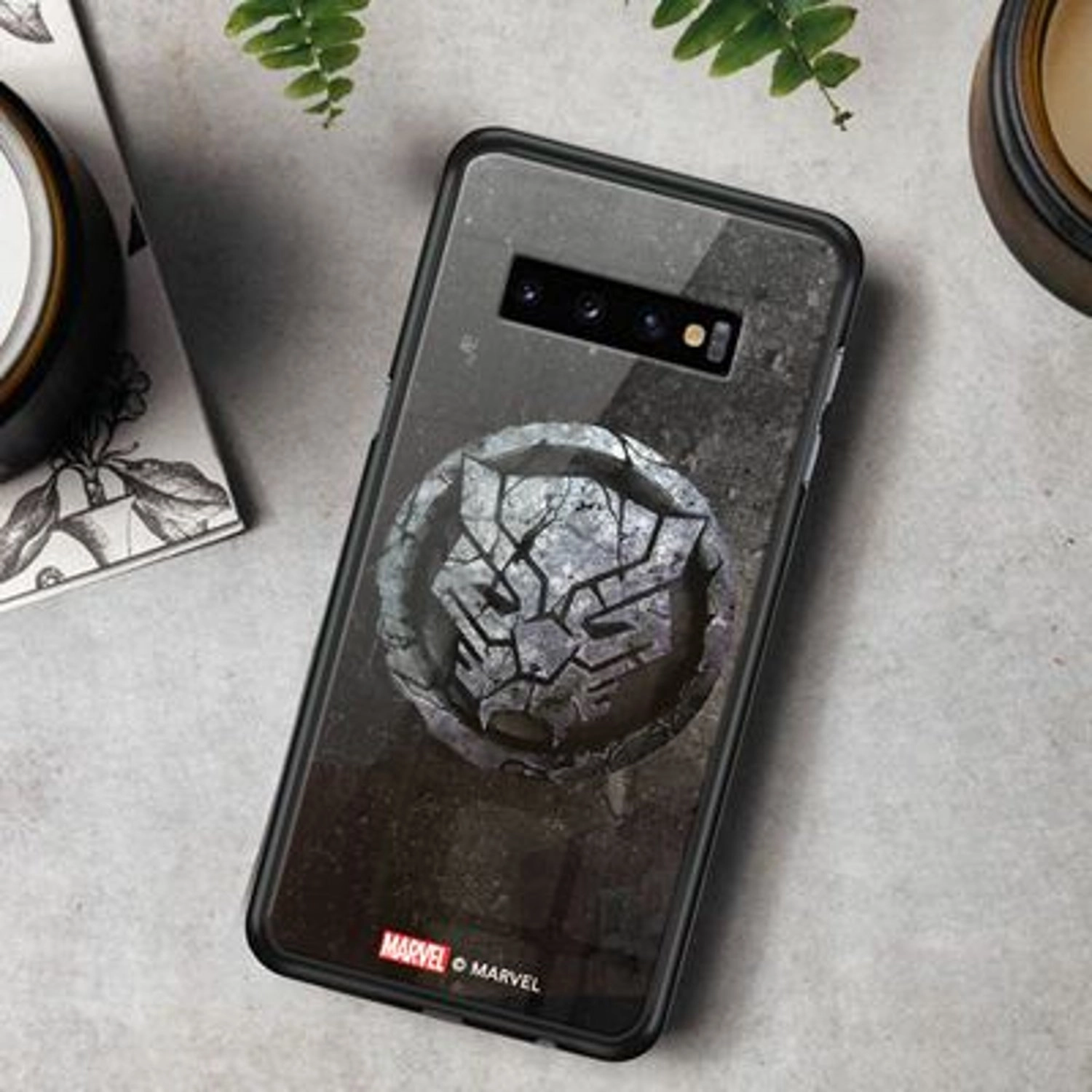 Black Panther Logo Back Case for Galaxy S10 Plus