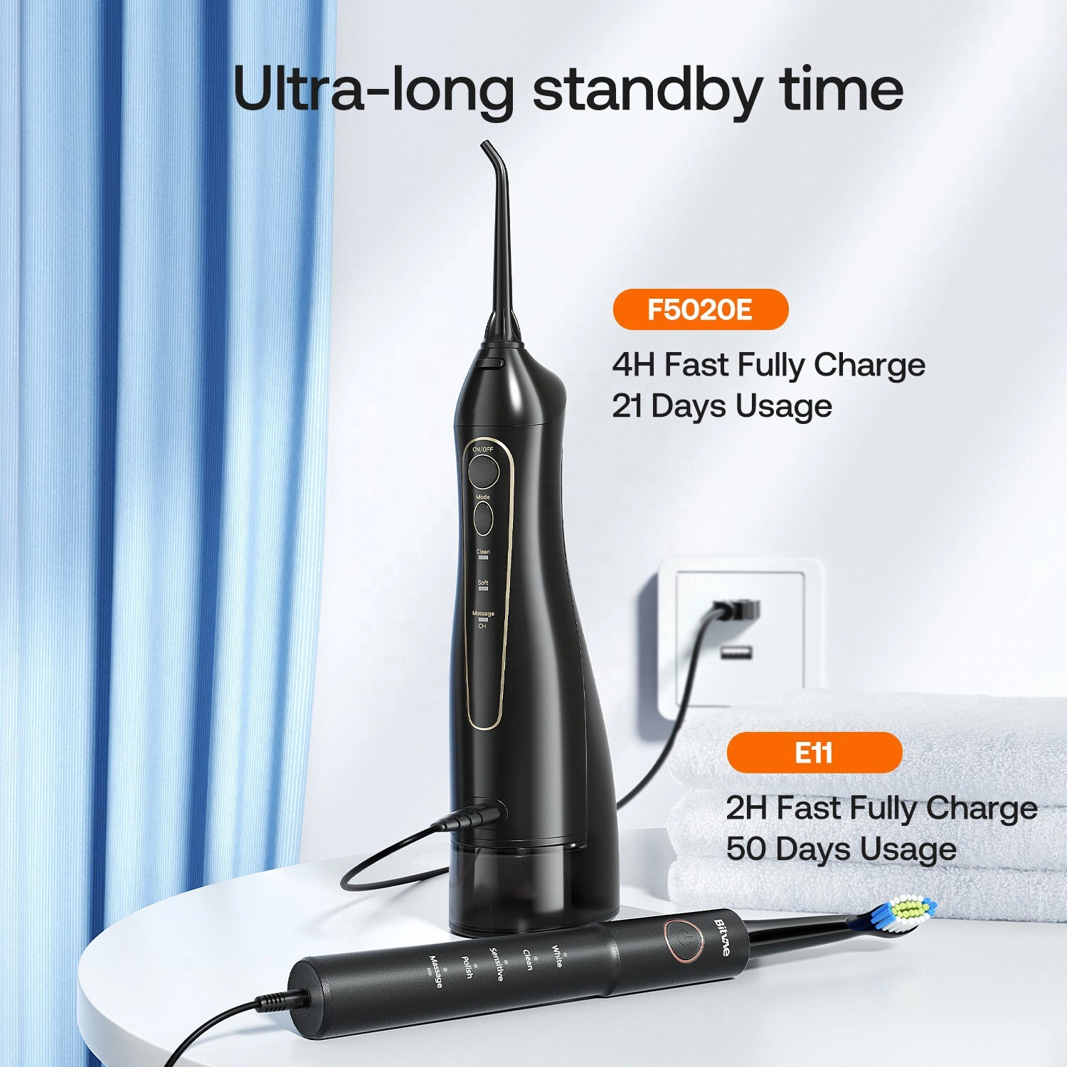 Dental Flosser - Waterproof + Rechargeable Electric Toothbrush - Multiple cleaning modes