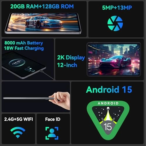 Android 15 Tablet - 128GB 12"