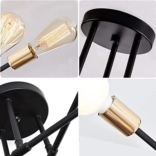 Retro Metal Chandelier Sputnik - E27 6 Lights Gold