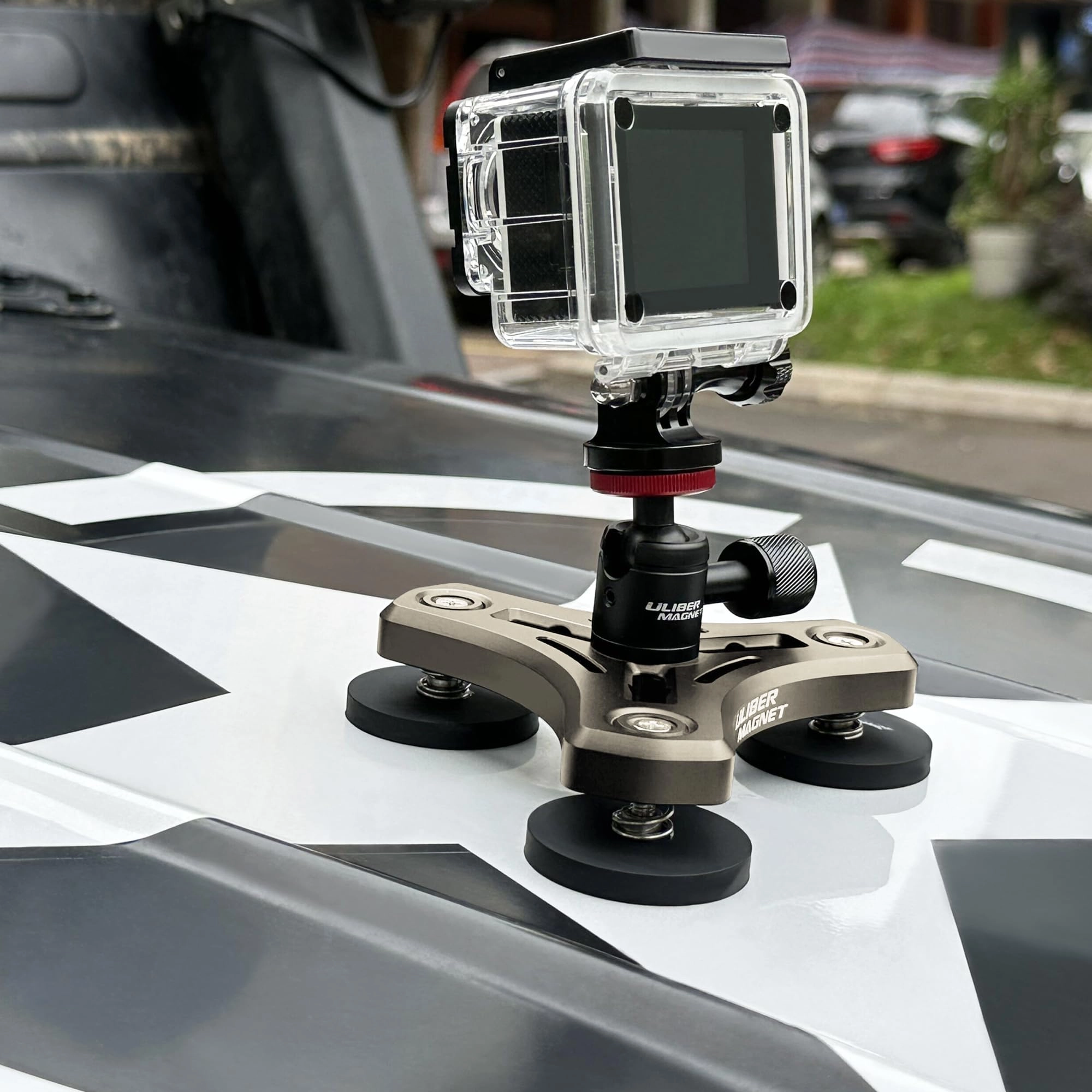 ULIBERMAGNET Magnetic Action Camera Mount - 100LB Mini Ball Head 1/4’’-20 Male Thread