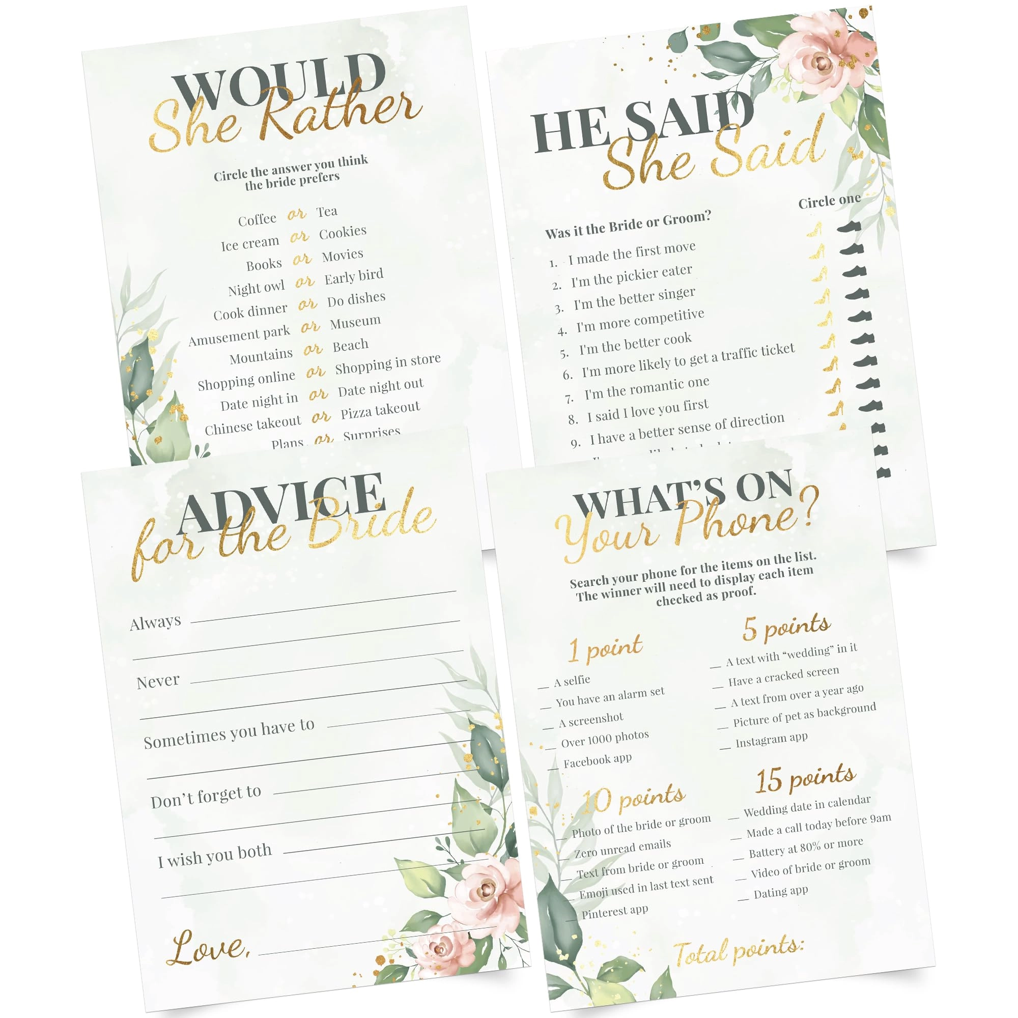 Bridal Game Cards - Adult 4 Adult