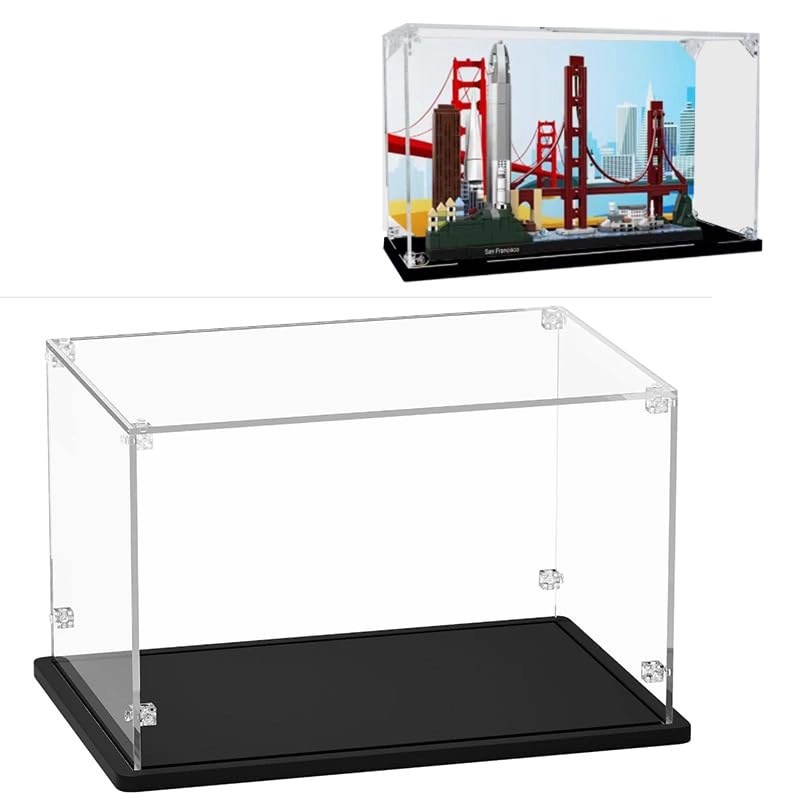 Clear Acrylic Display Case (21043) - 12.59x4.72x7.48in. Wood Bottom