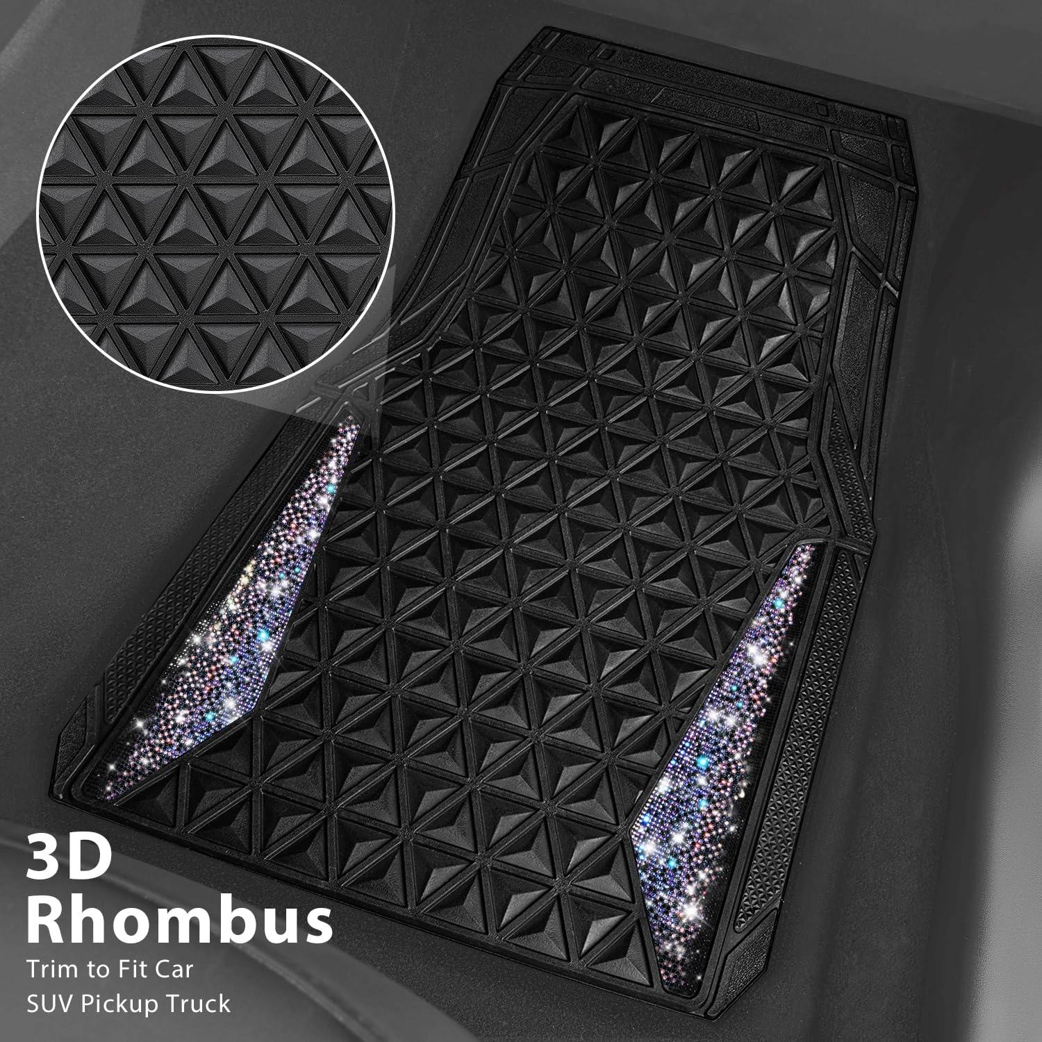 Bling Diamond Car Mats - 4.0 Count Universal Fit