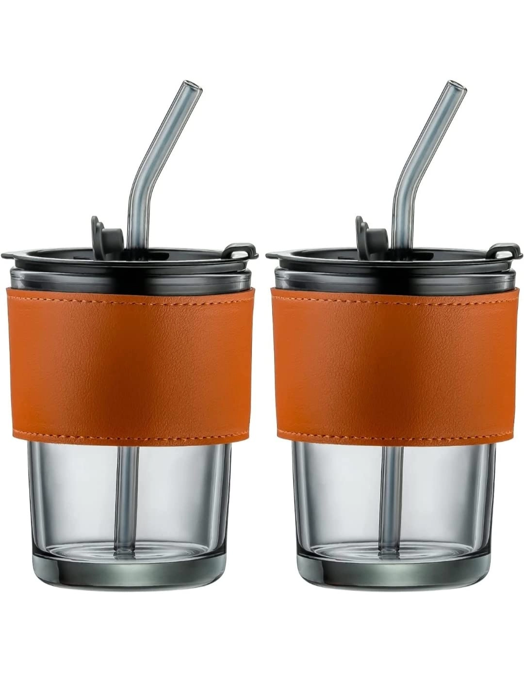 Round Wave Looked Glass Tumbler - 1 pcs Straw