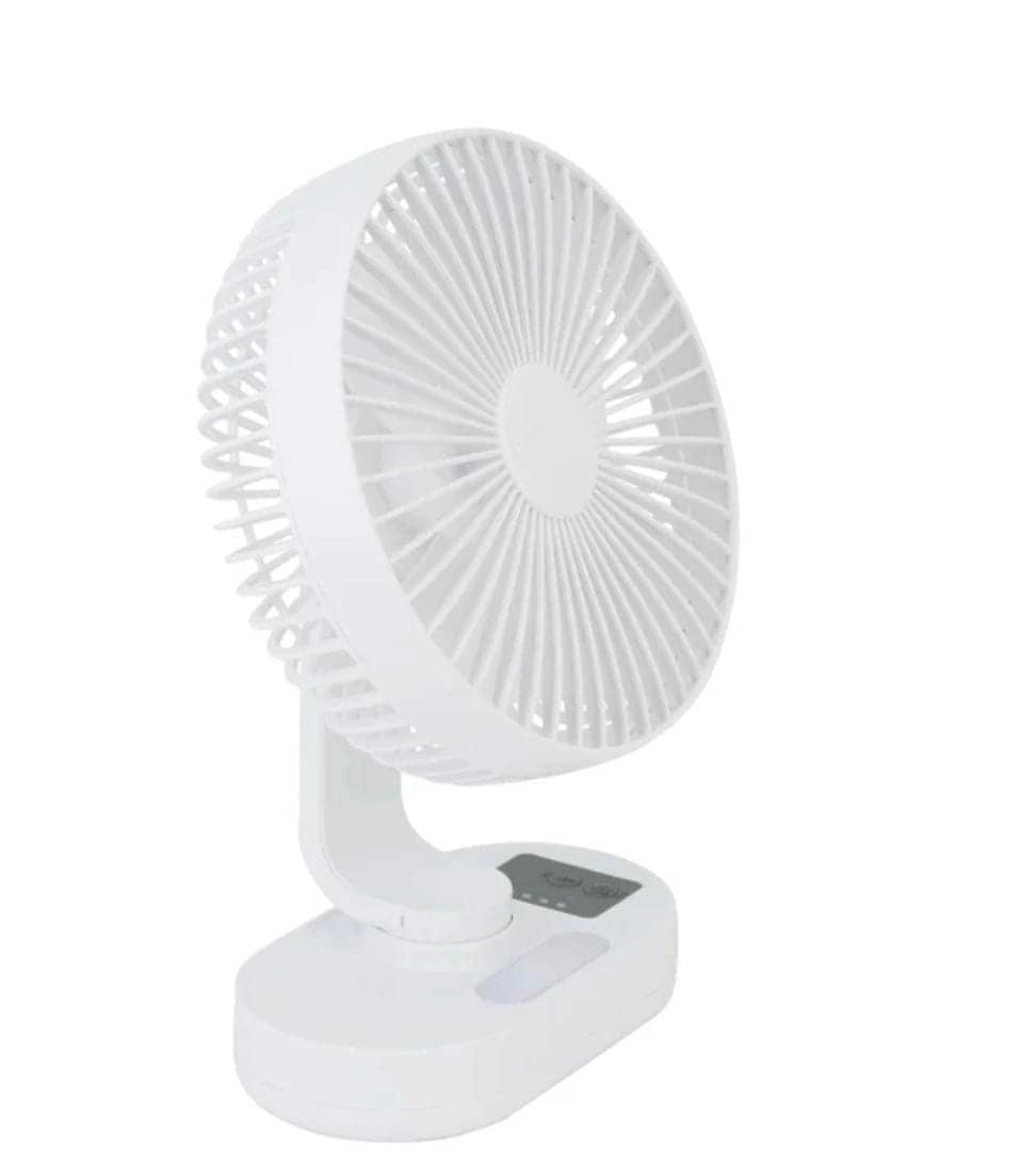 Portable Rechargeable Fan with LED Light - 3 Speed 8 Hours 180° Rotating
