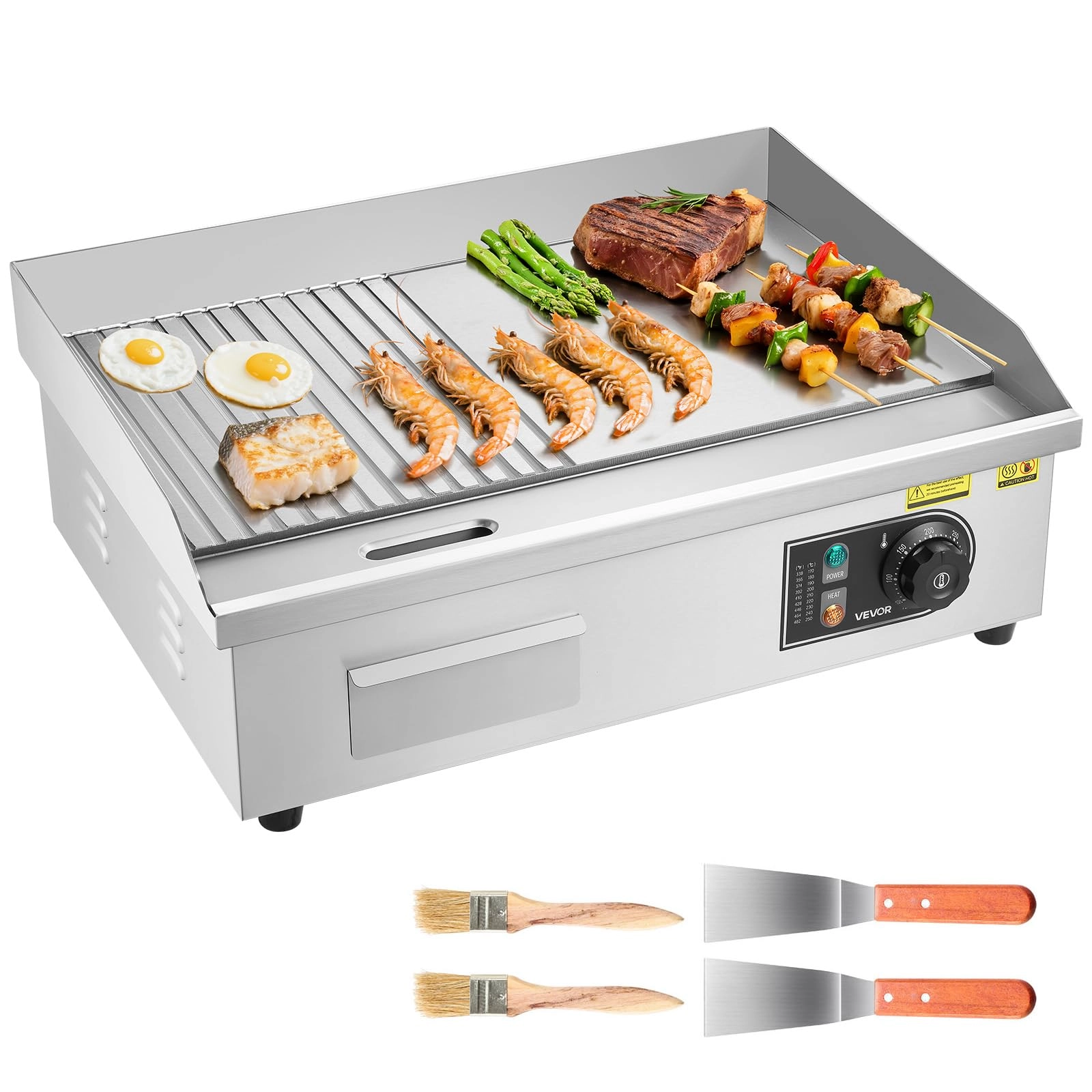 Vevor Commercial Electric Griddle - 2 zone(s) 535 x 300 mm